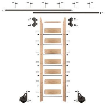 Quiet Glide Maple Library Ladder & 12 Ft Rolling Hardware Kitimage