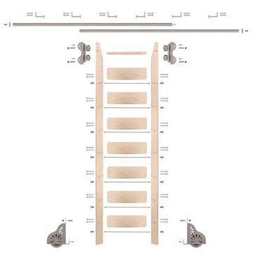 Quiet Glide Maple Library Ladder & 12 Ft Rolling Hardware Kitimage