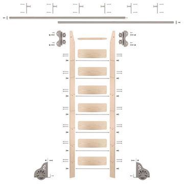 Quiet Glide Maple Library Ladder & 12 Ft Rolling Hardware Kitimage