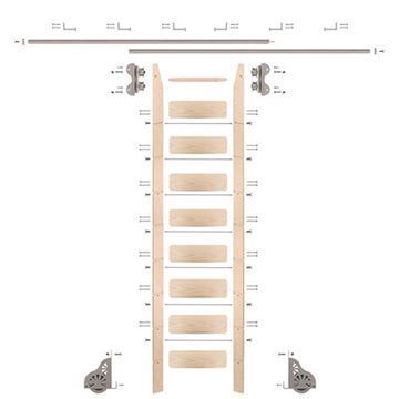Quiet Glide Maple Library Ladder & 12 Ft Rolling Hardware Kitimage