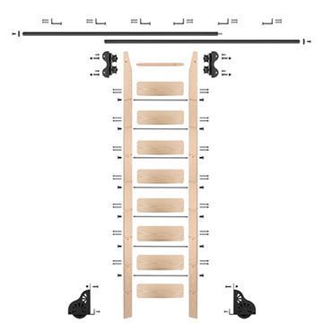 Quiet Glide Maple Library Ladder & 12 Ft Rolling Hardware Kitimage