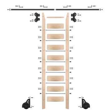 Quiet Glide Maple Library Ladder & 8 Ft Rolling Hardware Kitimage