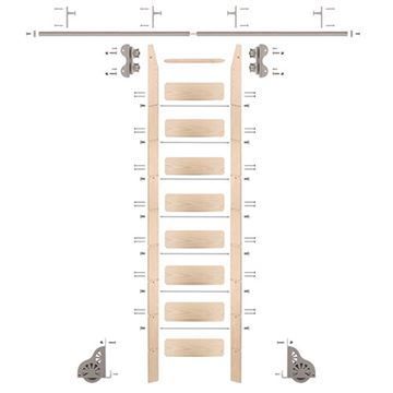 Quiet Glide Maple Library Ladder & 8 Ft Rolling Hardware Kitimage