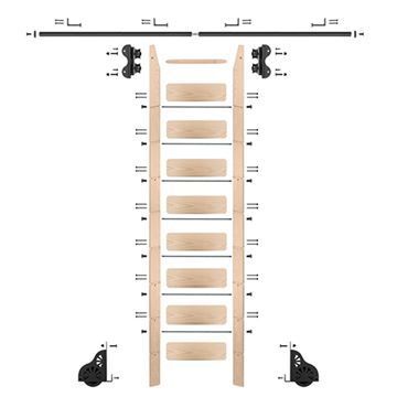 Quiet Glide Maple Library Ladder & 8 Ft Rolling Hardware Kitimage