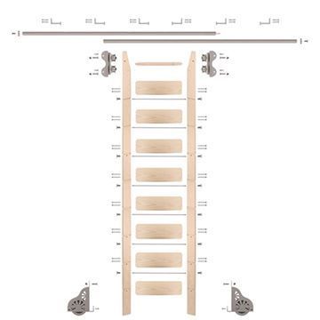 Quiet Glide Maple Library Ladder & 8 Ft Rolling Hardware Kitimage