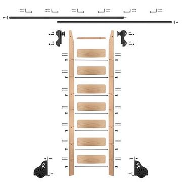 Quiet Glide Maple Library Ladder & 12 Ft Rolling Hook Hardware Kitimage