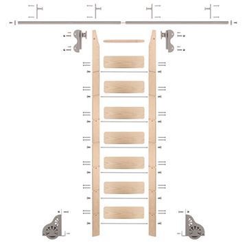 Quiet Glide Maple Library Ladder & 8 Ft Rolling Hook Hardware Kitimage