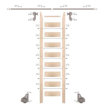 Quiet Glide Maple Library Ladder & 8 Ft Rolling Hook Hardware Kitimage