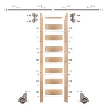 Quiet Glide Oak Library Ladder & 8 Ft Rolling Hardware Kitimage
