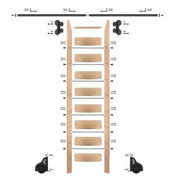 Quiet Glide Oak Library Ladder & 8 Ft Rolling Hardware Kitimage