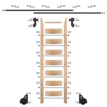 Quiet Glide Oak Library Ladder & 12 Ft Rolling Hook Hardware Kitimage