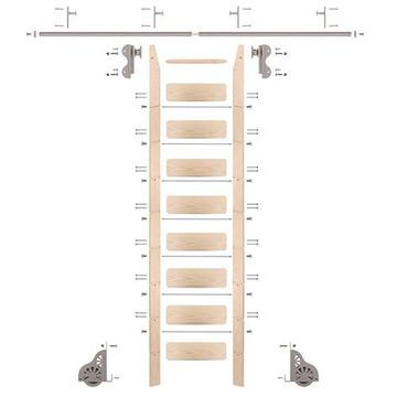 Quiet Glide Oak Library Ladder & 8 Ft Rolling Hook Hardware Kitimage