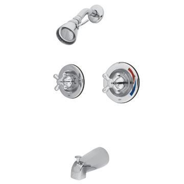 Restorers Vintage Twin Handle Tub & Shower Faucet - Metal Crossimage