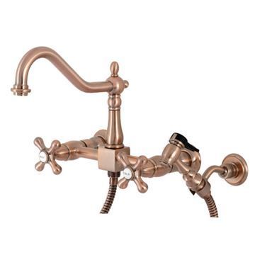 Restorers Wall Mount 8 Center Kitchen Faucet with Sprayerimage