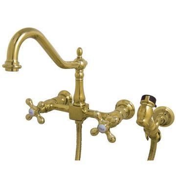 Restorers Wall Mount 8 Center Kitchen Faucet with Sprayerimage