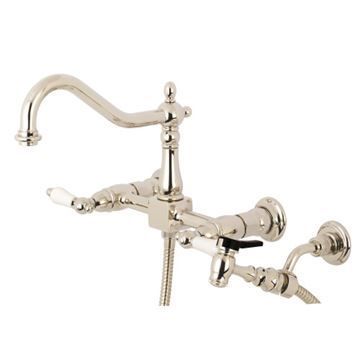 Restorers Wall Mount 8 Center Kitchen Faucet with Sprayerimage