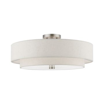 Livex Lighting Meridian Double Shade Oatmeal Ceiling Lightimage