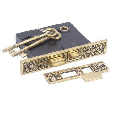 ORIENTAL INTERIOR MORTISE LOCK W/STRIKE-2 3/8BKSTimage