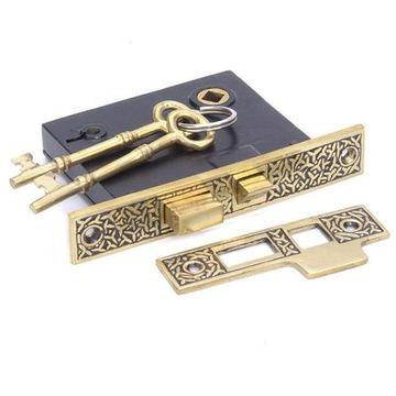 RICE INTERIOR MORTISE LOCK W/STRIKE-2 3/8BKSTimage