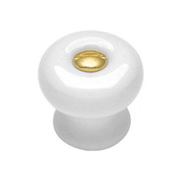Belwith Keeler English Cozy Plain Porcelain Knob With Brass Screwimage
