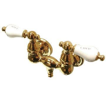 1 3/4 Inch Wall Mount Clawfoot Tub Faucet - H&C Porcelain Leverimage