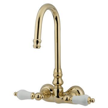 6 3/8 Inch Hi-Rise Spout Clawfoot Tub Faucet - Porcelain Leverimage