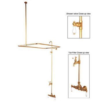 Clawfoot Tub Faucet And Shower System - H&C Porcelain Leverimage