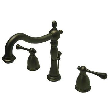 English Vintage 8 Inch Widespread Lavatory Faucet - Buckingham Leverimage