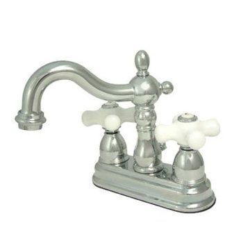 Heritage 4 Inch Centerset Lavatory Faucet With Brass Pop-Up - Porcelain Crossimage