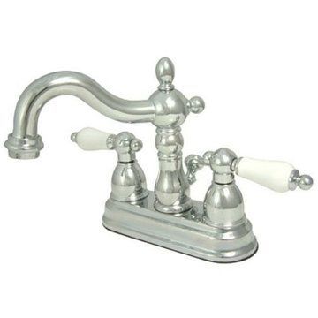 Heritage 4 Inch Centerset Lavatory Faucet With Brass Pop-Up - Porcelain Leverimage