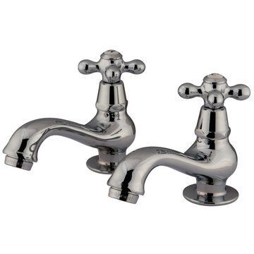Heritage Classic 4 3/4 Inch Basin Faucet Set - Metal Crossimage