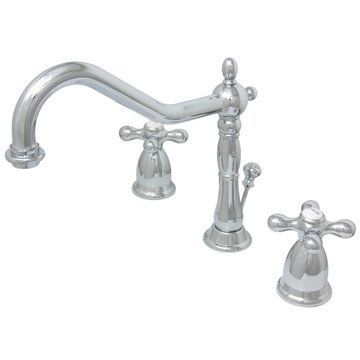 Heritage Widespread Lavatory Faucet With Matching Finish Drain - Metal Crossimage
