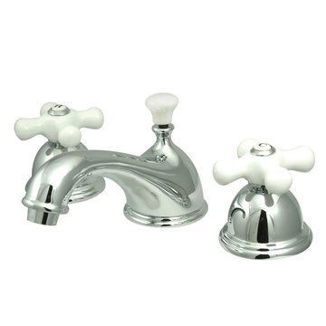 Restoration Widespread Lavatory Faucet With 8 - 16 Inch Spread - Porcelain Crossimage
