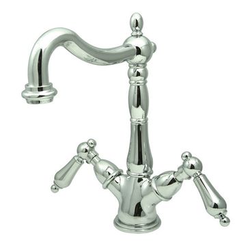 Vessel Sink Faucet Without Pop-Up - 6 1/2 Inch Spout Reach - Metal Leverimage