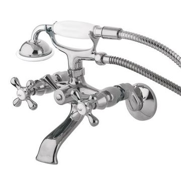 Wall Mount Clawfoot Tub Faucet - Metal Crossimage