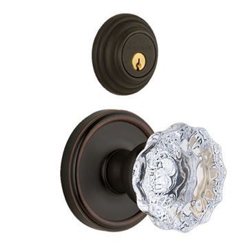 Grandeur Georgetown Double Dummy Interior Door Set With Crystal Fontainebleau Knobimage
