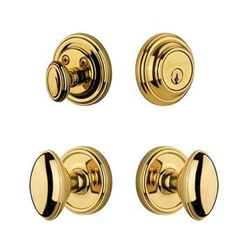 Grandeur Georgetown Single Cylinder Entry Set With Eden Prairie Knob - Keyed Alikeimage