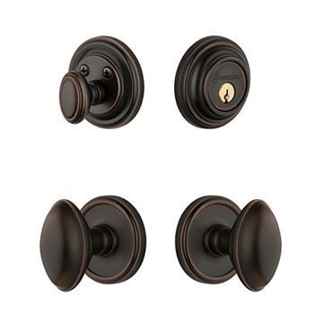 Grandeur Georgetown Single Cylinder Entry Set With Eden Prairie Knob - Keyed Differentlyimage