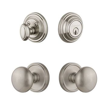 Grandeur Georgetown Single Cylinder Entry Set With Fifth Avenue Knob - Keyed Alikeimage