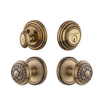 Grandeur Georgetown Single Cylinder Entry Set With Windsor Knob - Keyed Differentlyimage