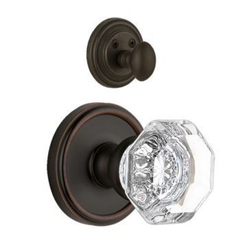 Grandeur Georgetown Single Dummy Interior Door Set With Crystal Chambord Knobimage