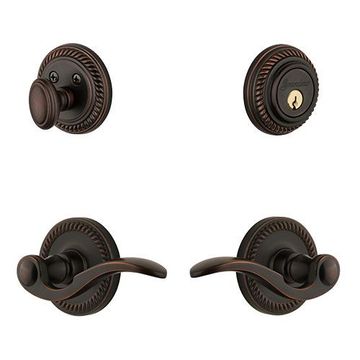 Grandeur Newport Single Cylinder Entry Set With Bellagio Lever - Keyed Differentlyimage