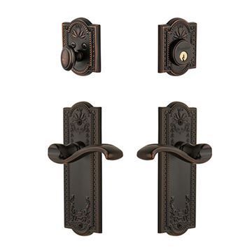 Grandeur Parthenon Single Cylinder Entry Set With Portofino Lever - Keyed Differentlyimage