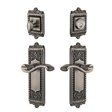 Grandeur Windsor Entry Door Set With Portofino Lever - Keyed Differentlyimage