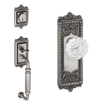 Grandeur Windsor Fluted Grip Thumblatch To Crystal Versailles Knob Entry Setimage