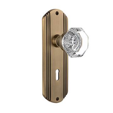 Nostalgic Warehouse Deco Double Dummy Interior Door Set With Crystal Waldorf Knob - With Keyholeimage