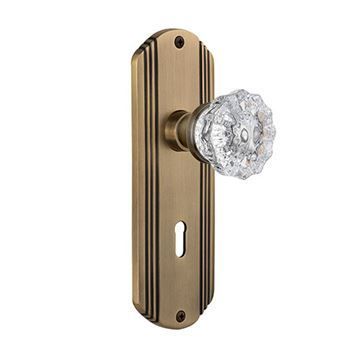 Nostalgic Warehouse Deco Mortise Interior Door Set With Crystal Knob - With Keyholeimage