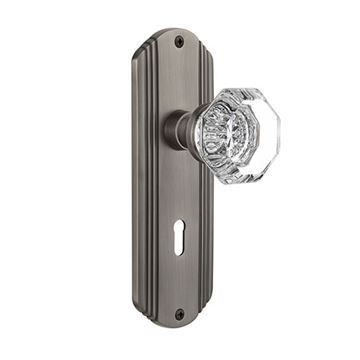 Nostalgic Warehouse Deco Mortise Interior Door Set With Crystal Waldorf Knob - With Keyholeimage