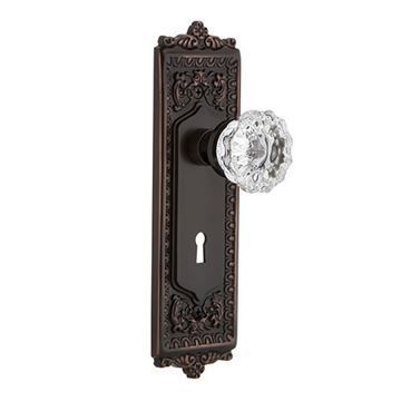 Nostalgic Warehouse Egg & Dart Double Dummy Interior Door Set With Crystal Knob - With Keyholeimage
