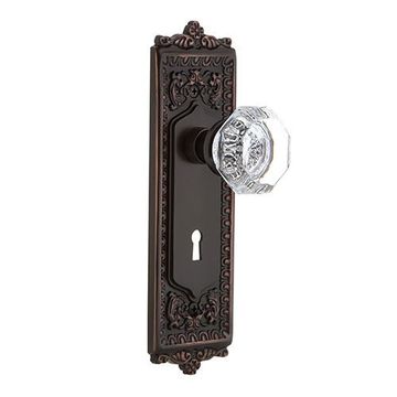 Nostalgic Warehouse Egg & Dart Double Dummy Interior Door Set With Crystal Waldorf Knob - With Keyholeimage